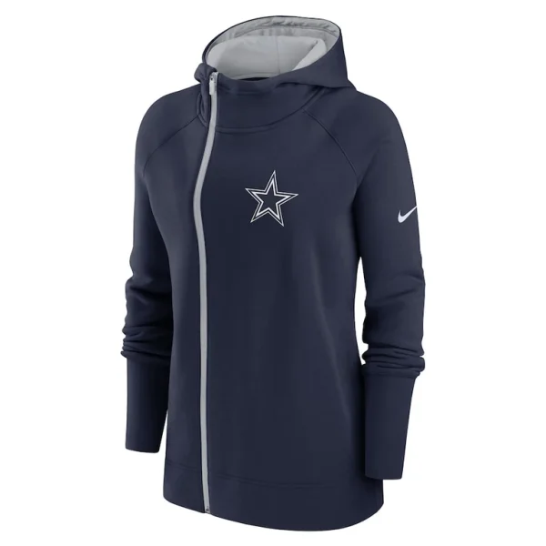 Dallas cowboys nike womens asymmetrical raglan full zip hoodie Navy S