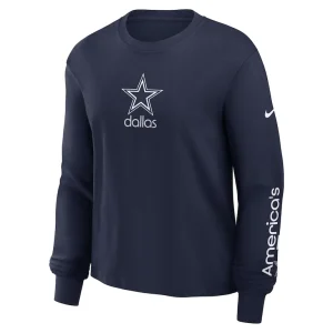 Dallas cowboys nike womens boxy long sleeve t shirt Navy S