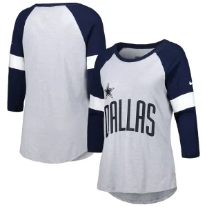 Dallas cowboys nike womens football pride raglan 34 sleeve t shirt Heather graynavy