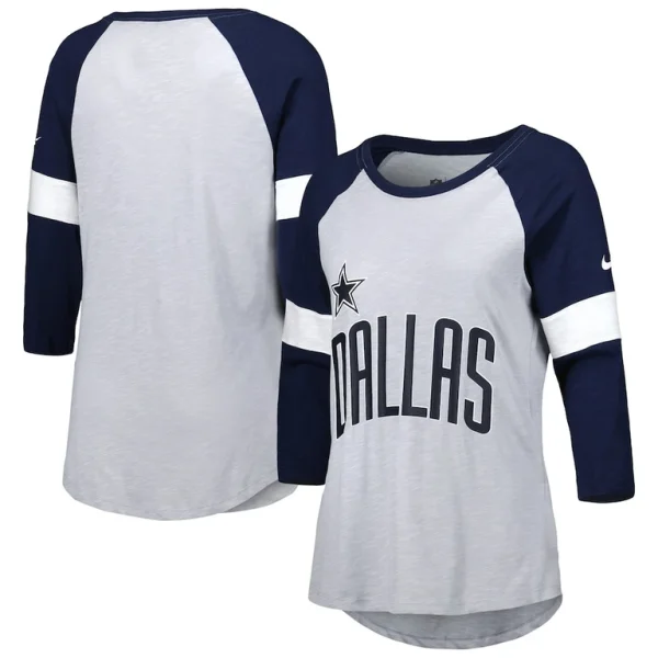 Dallas cowboys nike womens football pride raglan 34 sleeve t shirt Heather graynavy