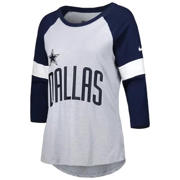 Dallas cowboys nike womens football pride raglan 34 sleeve t shirt Heather graynavy S