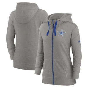 Dallas cowboys nike womens gym vintage full zip hoodie Heather charcoal