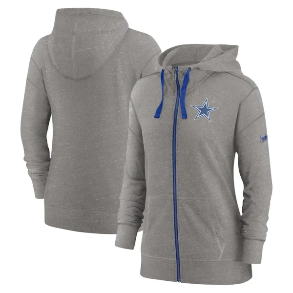 Dallas cowboys nike womens gym vintage full zip hoodie Heather charcoal