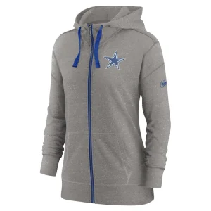 Dallas cowboys nike womens gym vintage full zip hoodie Heather charcoal S