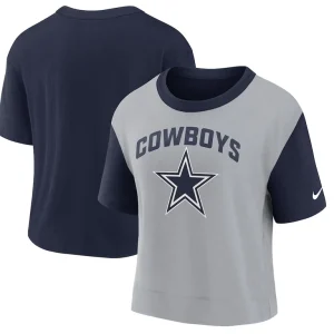 Dallas cowboys nike womens high hip fashion t shirt Navysilver