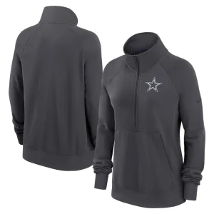 Dallas cowboys nike womens premium raglan performance half zip sweatshirt Charcoal