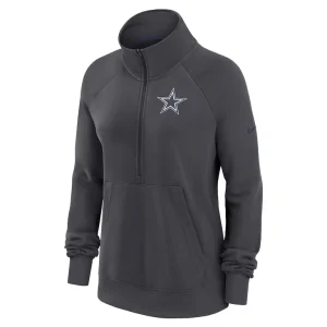 Dallas cowboys nike womens premium raglan performance half zip sweatshirt Charcoal S