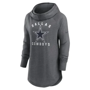 Dallas cowboys nike womens raglan funnel neck pullover hoodie Heather charcoal S