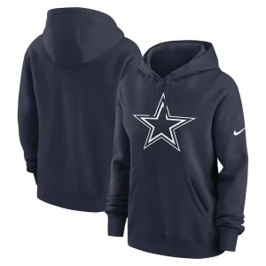 Dallas cowboys nike womens team logo club fleece pullover hoodie Navy