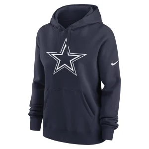 Dallas cowboys nike womens team logo club fleece pullover hoodie Navy S