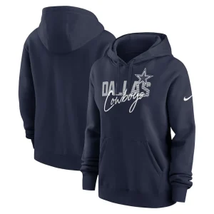 Dallas cowboys nike womens wordmark club fleece pullover hoodie Navy