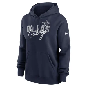 Dallas cowboys nike womens wordmark club fleece pullover hoodie Navy S