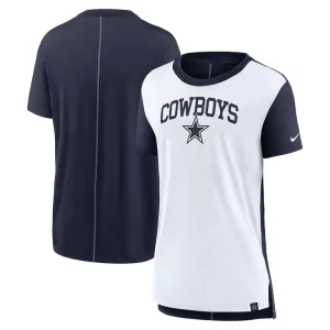Dallas cowboys nike womens wordmark tri blend t shirt Creamnavy