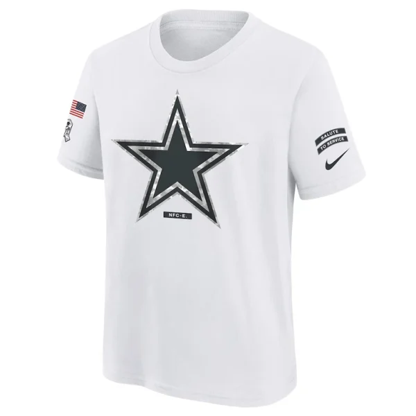 Dallas cowboys nike youth 2024 salute to service t shirt White Yth M