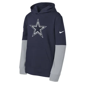 Dallas cowboys nike youth club pullover hoodie Navy Yth M