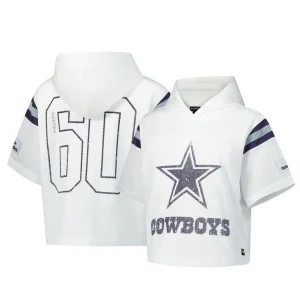 Dallas cowboys the wild collective womens mesh short sleeve hoodie t shirt White