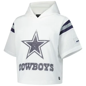 Dallas cowboys the wild collective womens mesh short sleeve hoodie t shirt White S