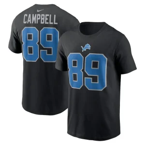 Dan campbell detroit lions nike retired player name number t shirt Black