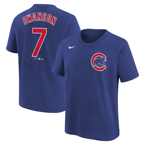 Dansby swanson chicago cubs nike youth home player name number t shirt Royal