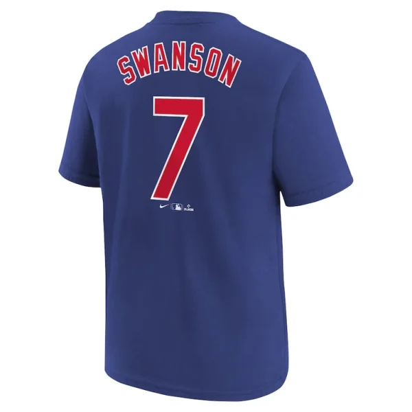 Dansby swanson chicago cubs nike youth home player name number t shirt Royal Yth L