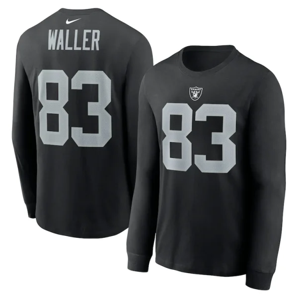 Darren waller las vegas raiders nike player name number long sleeve t shirt Black
