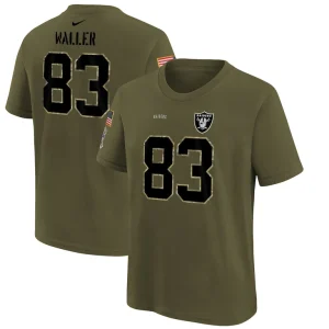 Darren waller las vegas raiders nike youth salute to service name number t shirt Olive