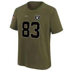 Darren waller las vegas raiders nike youth salute to service name number t shirt Olive Yth M