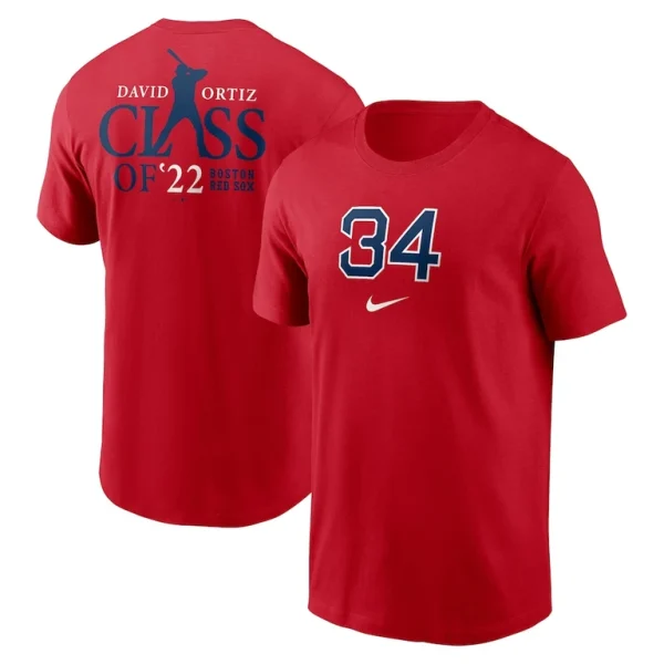 David ortiz boston red sox nike 2022 hall of fame essential t shirt Red