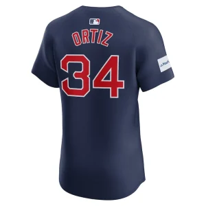 David ortiz boston red sox nike alternate elite sponsor patch player jersey Navy 48