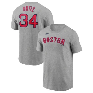 David ortiz boston red sox nike name number t shirt Heather gray