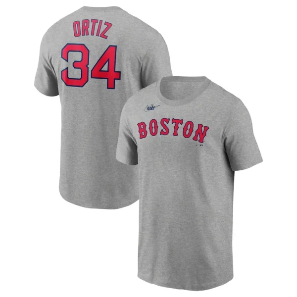David ortiz boston red sox nike name number t shirt Heather gray