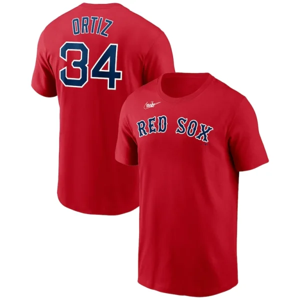 David ortiz boston red sox nike name number t shirt Red