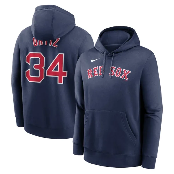 David ortiz boston red sox nike player name number club pullover hoodie Navy