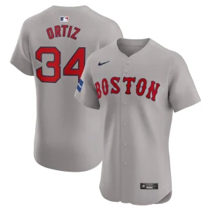 David ortiz boston red sox nike road elite sponsor patch player jersey Gray
