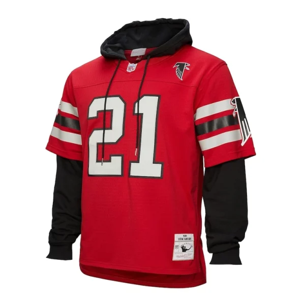 Deion sanders atlanta falcons mitchell ness player name number hoodie legacy jersey Red M