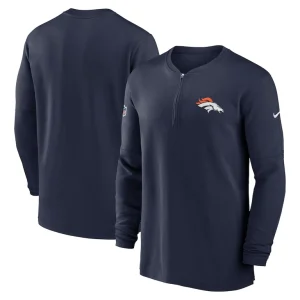 Denver broncos nike 2023 sideline performance long sleeve tri blend quarter zip top Navy