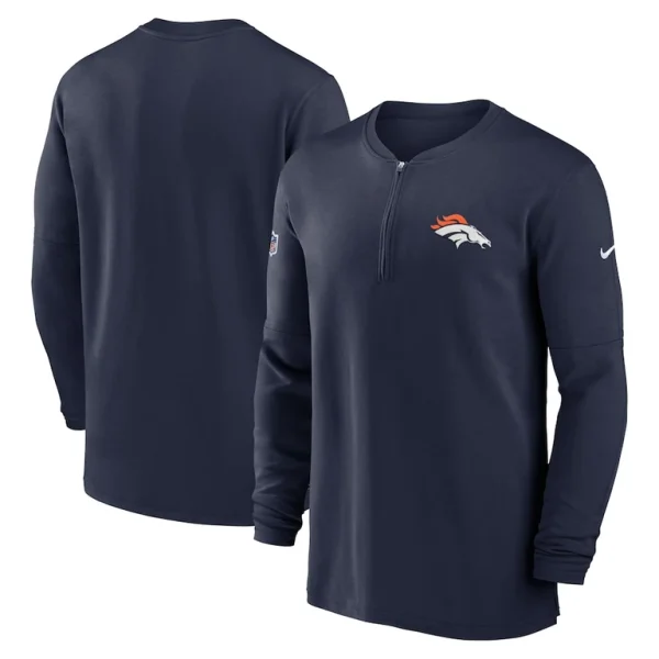Denver broncos nike 2023 sideline performance long sleeve tri blend quarter zip top Navy