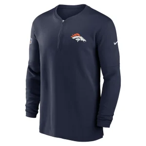 Denver broncos nike 2023 sideline performance long sleeve tri blend quarter zip top Navy M