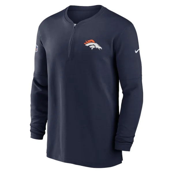 Denver broncos nike 2023 sideline performance long sleeve tri blend quarter zip top Navy M