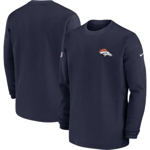 Denver broncos nike 2023 sideline throwback heavy brushed waffle long sleeve top Navy
