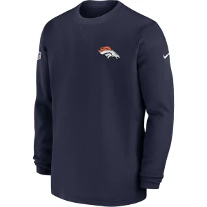 Denver broncos nike 2023 sideline throwback heavy brushed waffle long sleeve top Navy M