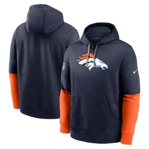 Denver broncos nike 2024 sideline club pullover hoodie Navy