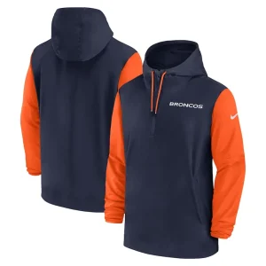 Denver broncos nike 202425 sideline pre game player 12 zip hoodie jacket Navyorange