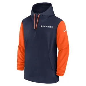 Denver broncos nike 202425 sideline pre game player 12 zip hoodie jacket Navyorange M