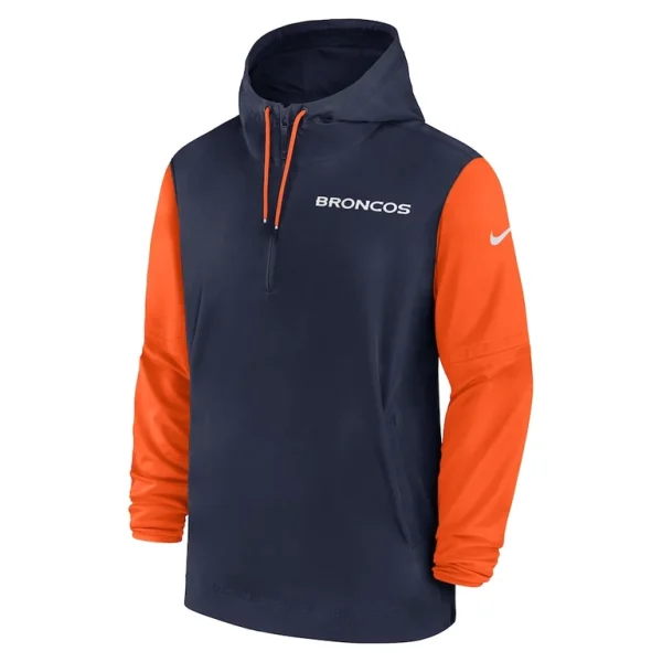 Denver broncos nike 202425 sideline pre game player 12 zip hoodie jacket Navyorange M