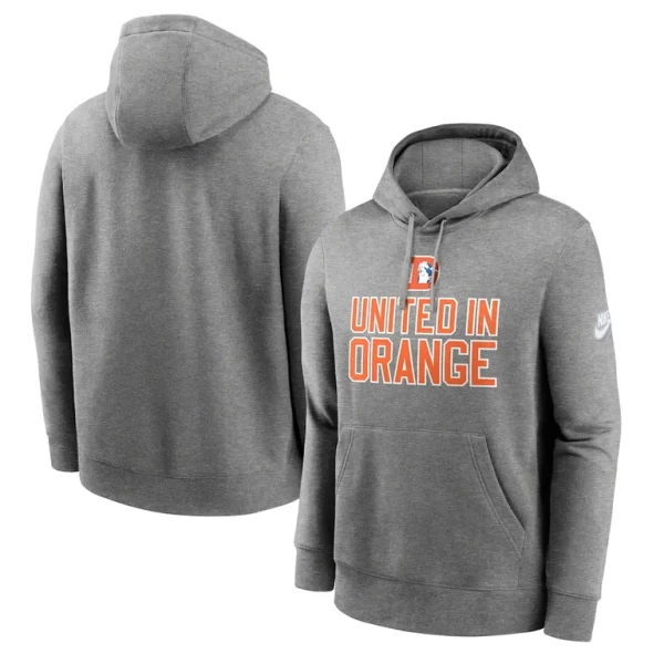 Denver broncos nike club logo pullover hoodie Heather gray