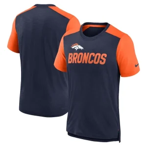 Denver broncos nike color block team name t shirt Heathered navyheathered orange