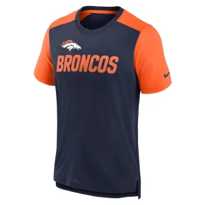 Denver broncos nike color block team name t shirt Heathered navyheathered orange M