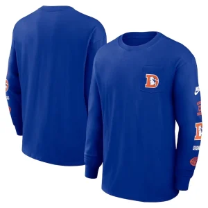 Denver broncos nike rewind heavy max 90 pocket long sleeve t shirt Royal