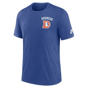 Denver broncos nike rewind team excite 2 hit tri blend t shirt Heather blue M